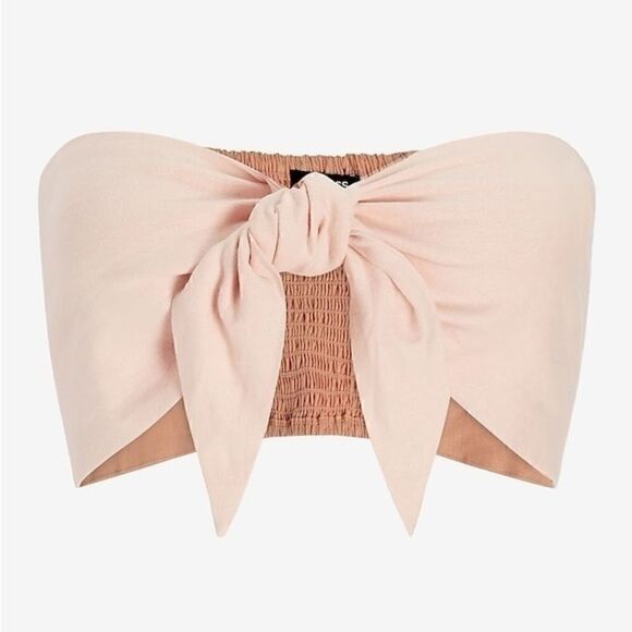 Express Tops - Linen-Blend Tie Front Bandeau Top - nwt